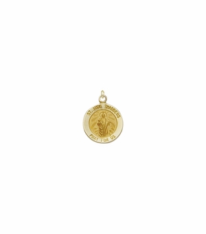 1/2 Inch 14KT Gold Round St. Jude Medal, Patron Saint of Hopeless Causes and Desperation
