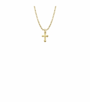 1/2 Inch 18KT Gold Filled Budded Cross Baby Necklace