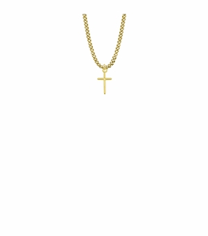 1/2 Inch 18KT Gold Plated Over Sterling Silver Baby Stick Cross Necklace