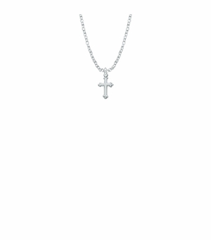 1/2 Inch Sterling Silver Budded Cross Baby Necklace