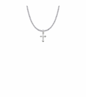 1/2 Inch Sterling Silver Budded Cross Necklace