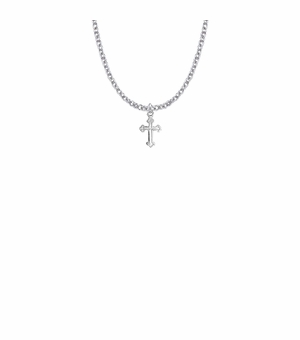 1/2 Inch Sterling Silver Budded Ends Cross Necklace