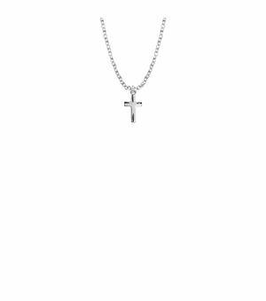 1/2 Inch Sterling Silver Diamond Engraved Cross Necklace on 13 Inch Chain