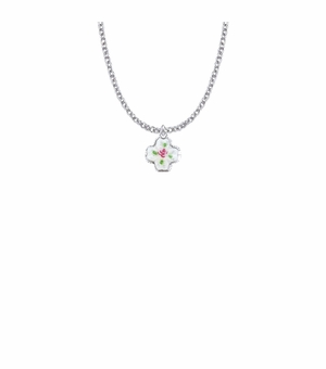 1/2 Inch Sterling Silver Enameled Flower and Five Way Shadow Medal