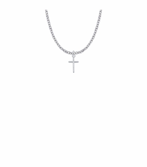 1/2 Inch Sterling Silver Stick Cross Necklace