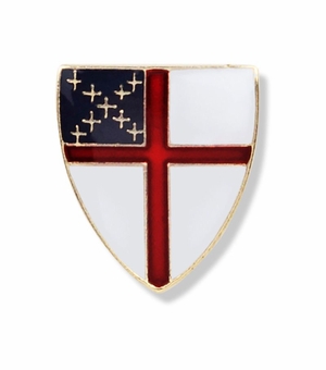 1/2 x 1/2 Inch Gold Enameled Episcopal Cross Shield Lapel Pin