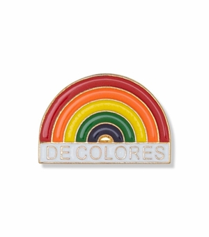 1/2 x 3/4 Inch Gold and Enameled De Colores Rainbow Lapel Pin