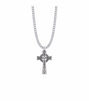 1-3/16 Inch Sterling Silver Celtic Knot Cross Necklace