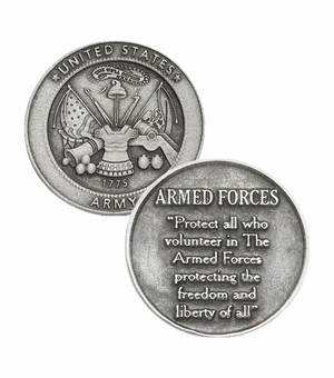 1-3/16 x 1-3/16 Inch Round Fine Pewter Army Prayer Pocket Token