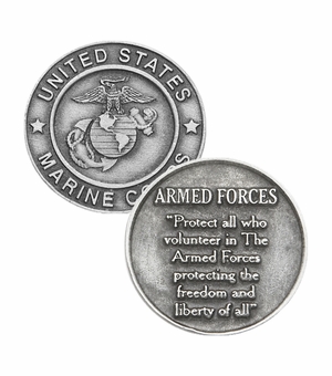 1-3/16 x 1-3/16 Inch Round Fine Pewter Marines Prayer Pocket Token