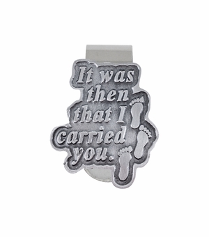 1-3/4 Inch Fine Pewter Footprints in the Sand Visor Clip