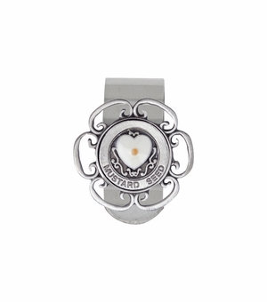 1-3/4  Inch Fine Pewter Heart Mustard Seed Auto Visor Clip