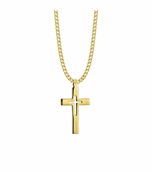 1-3/8 Inch 10KT Gold Filled Pierced Inner Cross Necklace