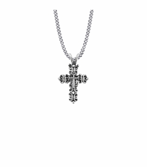 1-3/8 Inch Pewter Gothic Cross Necklace