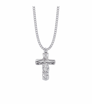 1-3/8 Inch Sterling Silver Holy Trinity Crucifix Necklace