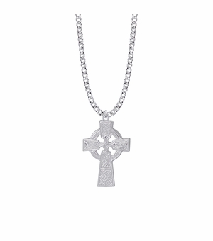 1-3/8 Inch Sterling Silver Large Celtic Cross Necklace