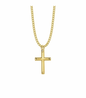 1-5/16 Inch 14KT Gold Plated Over Sterling Silver Bright Ends with Oxidized Center Cross Necklace