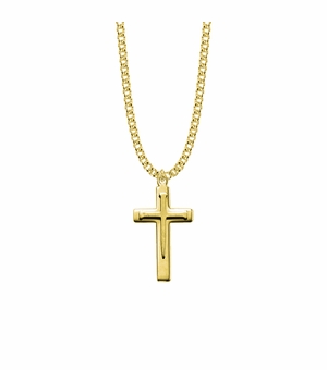 1-5/16 Inch 14KT Gold Plated Over Sterling Silver Overlaid  Nail Cross Necklace