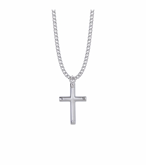 1-5/16 Inch Sterling Silver Bright Ends with Oxidized Center Cross Necklace