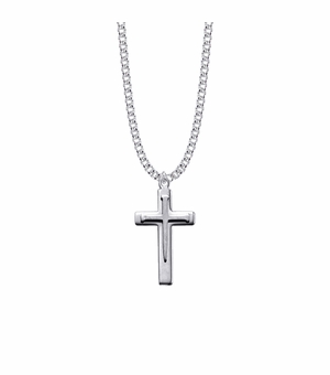 1-5/16 Inch Sterling Silver Overlaid  Nail Cross Necklace