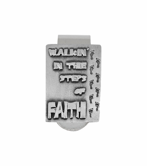 1-5/8 Inch Fine Pewter Footprints in the Sand Faith Visor Clip