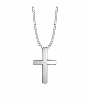 1-5/8 Inch Pewter Our Father Prayer Cross Necklace