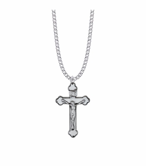 1-5/8 Inch Sterling Silver Cross with Budded Ends Crucifix Necklace