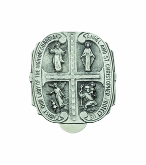 1-5/8 x 1-3/8 Inch Fine Pewter Four Way Visor Clip