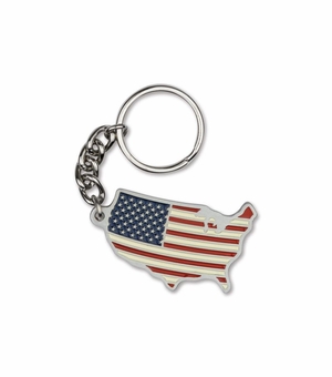 1-7/8 Inch Enameled Finish American Flag USA Shaped Key Chain