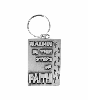 1-7/8 Inch Fine Pewter Footprints in the Sand Faith Key Chain