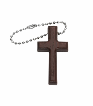 1-7/8 x 1-1/8 Inch Wood Cross Key Chain