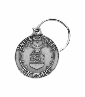 1-7/8 x 1-5/8 Inch Fine Pewter Round St. Michael Air Force Key Chain (Not Available - License Pending)