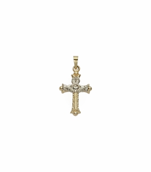 1 Inch 14KT Gold Celtic Claddagh Cross Pendant