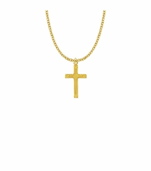 1 Inch 14KT Gold Plated Over Sterling Silver Woven Cross Necklace