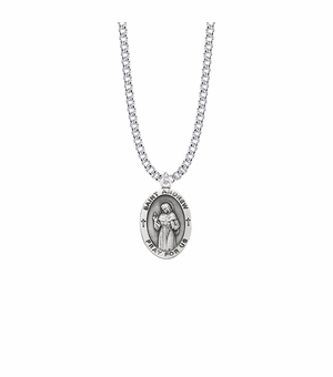 1 Inch Nickel Silver Oval St. Andrew Medal, Patron Saint of Fishermen
