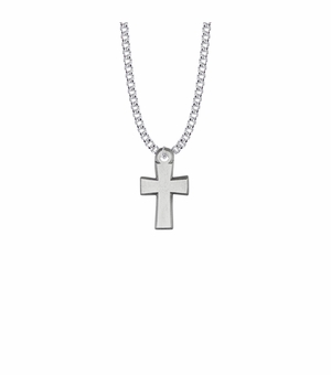 1 Inch Pewter Flared Cross Necklace
