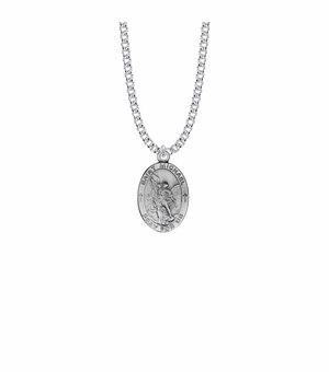1 Inch Pewter Oval Saint Michael Medal, Patron Saint of Police