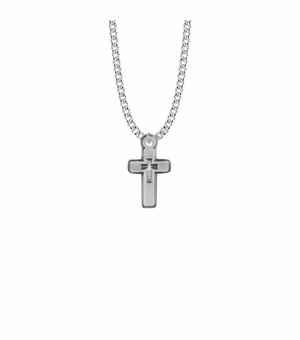 1 Inch Pewter Pierced Cross Necklace