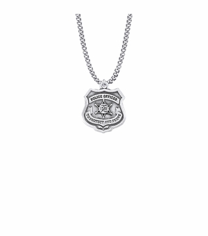1 Inch Pewter Police Officer Shield Medal with Cross on Back