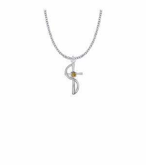 1 Inch Silver Plated Sash Cross Necklace with Topaz Glass CZ Stone Center