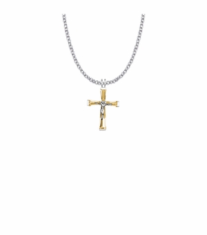 1 Inch Sterling Silver and Glass Crystal November Birthstone Baguette Crucifix Necklace