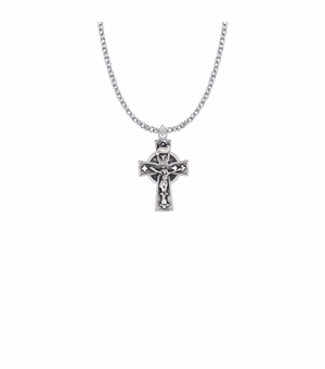 1 Inch Sterling Silver Antique Celtic Crucifix Necklace