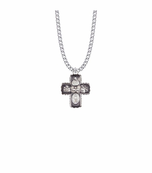 1 Inch Sterling Silver Beaded Border Five Way Medal