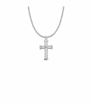 1 Inch Sterling Silver Budded Ends Cross Necklace