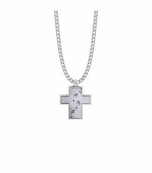 1 Inch Sterling Silver Footprints Cross Necklace with Verse on Back