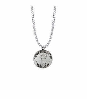 1 Inch Sterling Silver Large Round St. Francis Medal, Patron Saint Of Animals