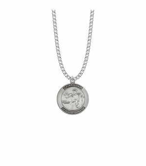 1 Inch Sterling Silver Large Round St. Luke Medal, Patron Saint Of Doctors and Artists