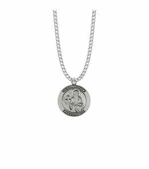 1 Inch Sterling Silver Large Round St. Matthew Medal, Patron Saint Of Bankers and Accountants