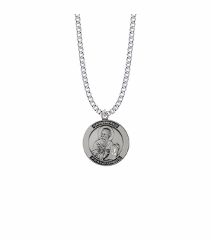 1 Inch Sterling Silver Large Round St. Paul Medal, Patron Saint Of Missionaries and Authors