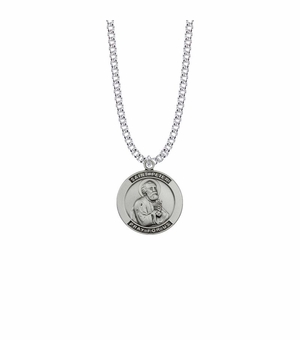 1 Inch Sterling Silver Large Round St. Peter Medal, Patron Saint of Fishermen and Ship Builders